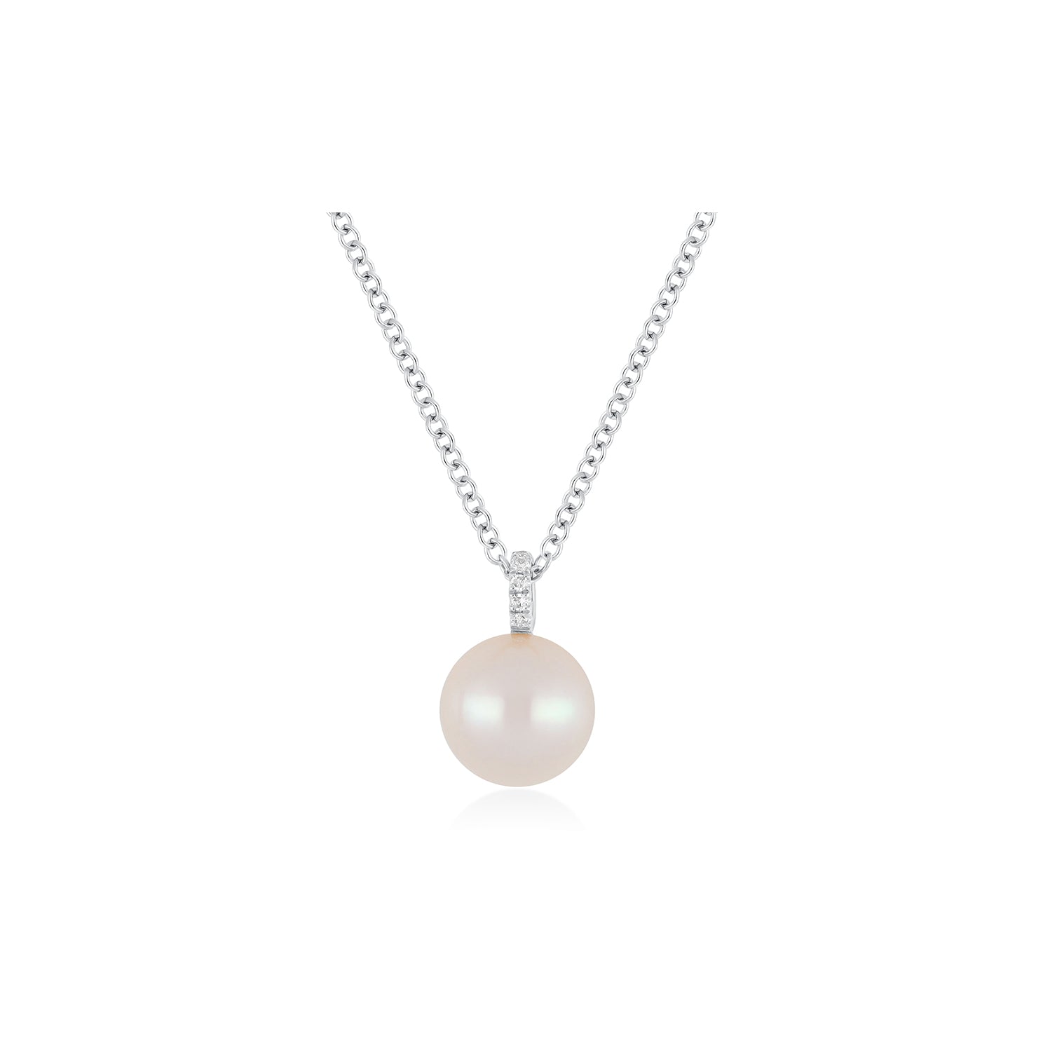 Pearl Ball Drop Necklace in 14k white gold