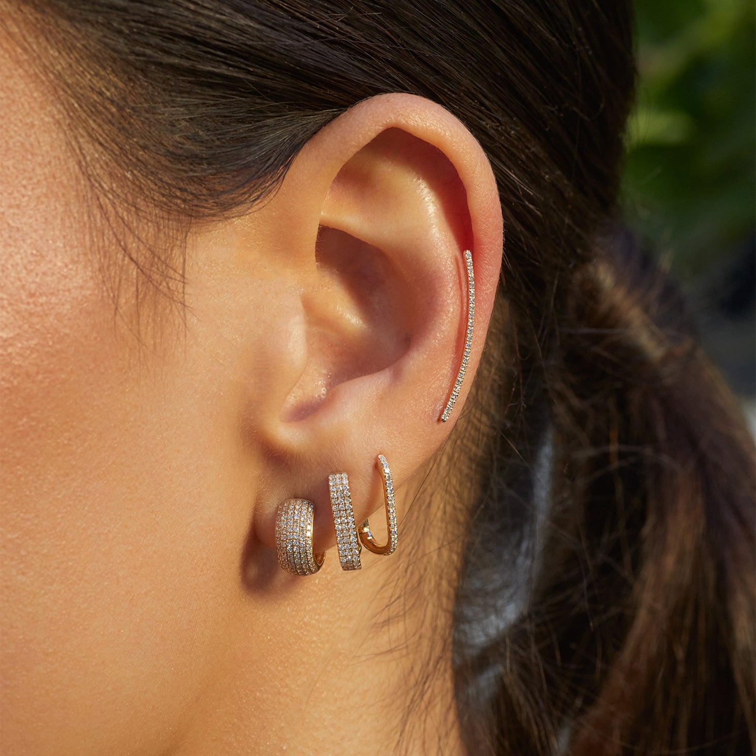 Pavé Diamond Bubble Huggie Earring
