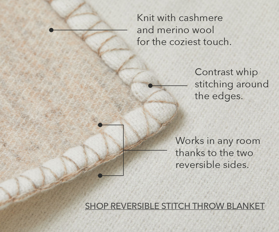 Product diagram of stitching of EF Home's reversible stitch throw blanket