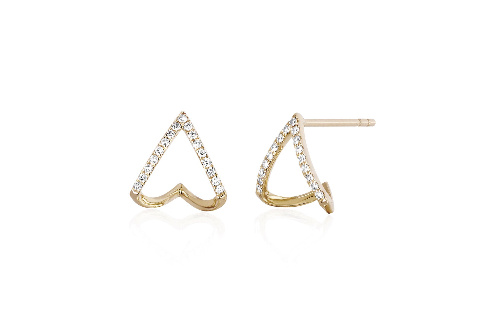 Diamond Chevron Huggie Earring in 14k yellow gold