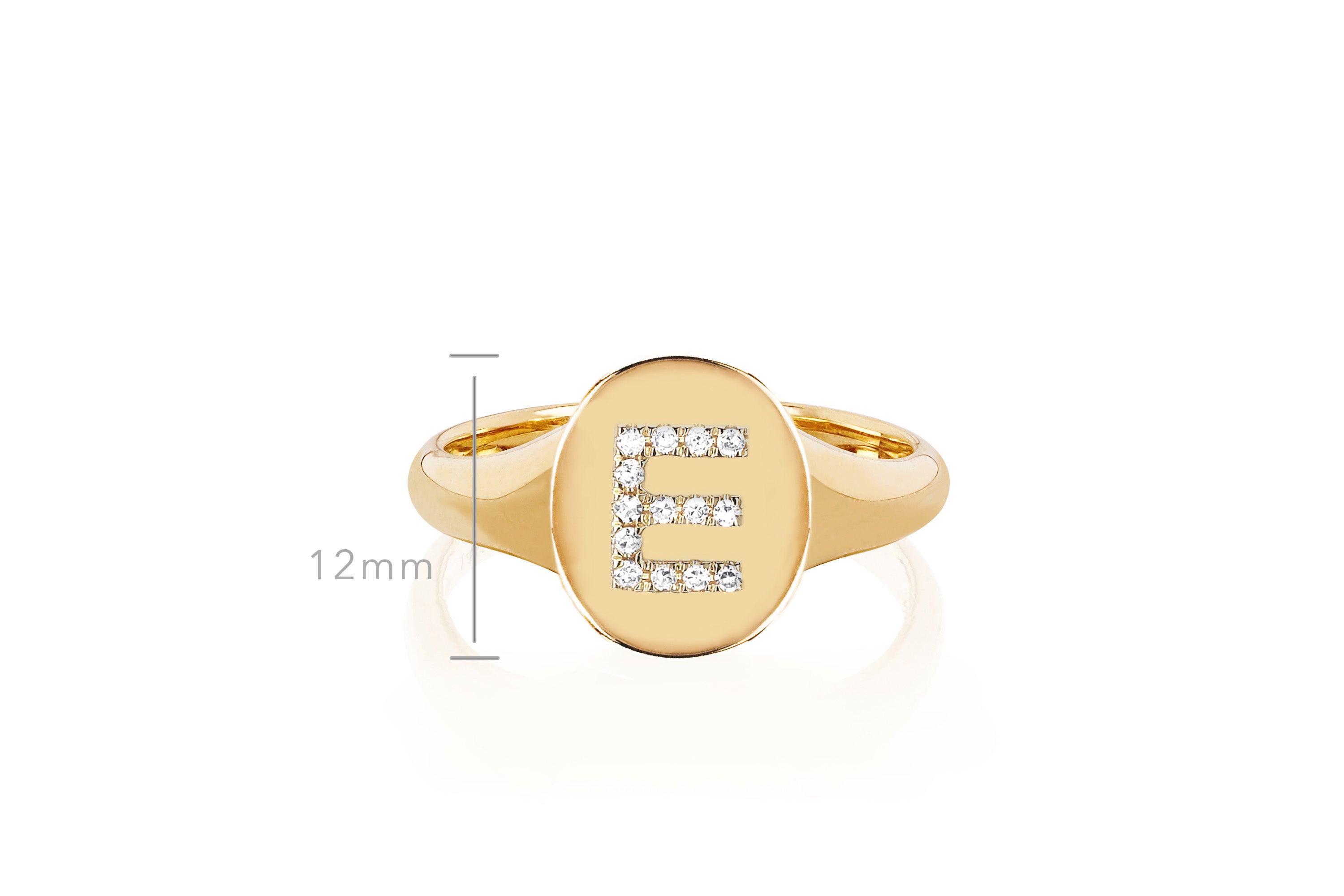 Diamond Initial Gold Oval Signet Ring