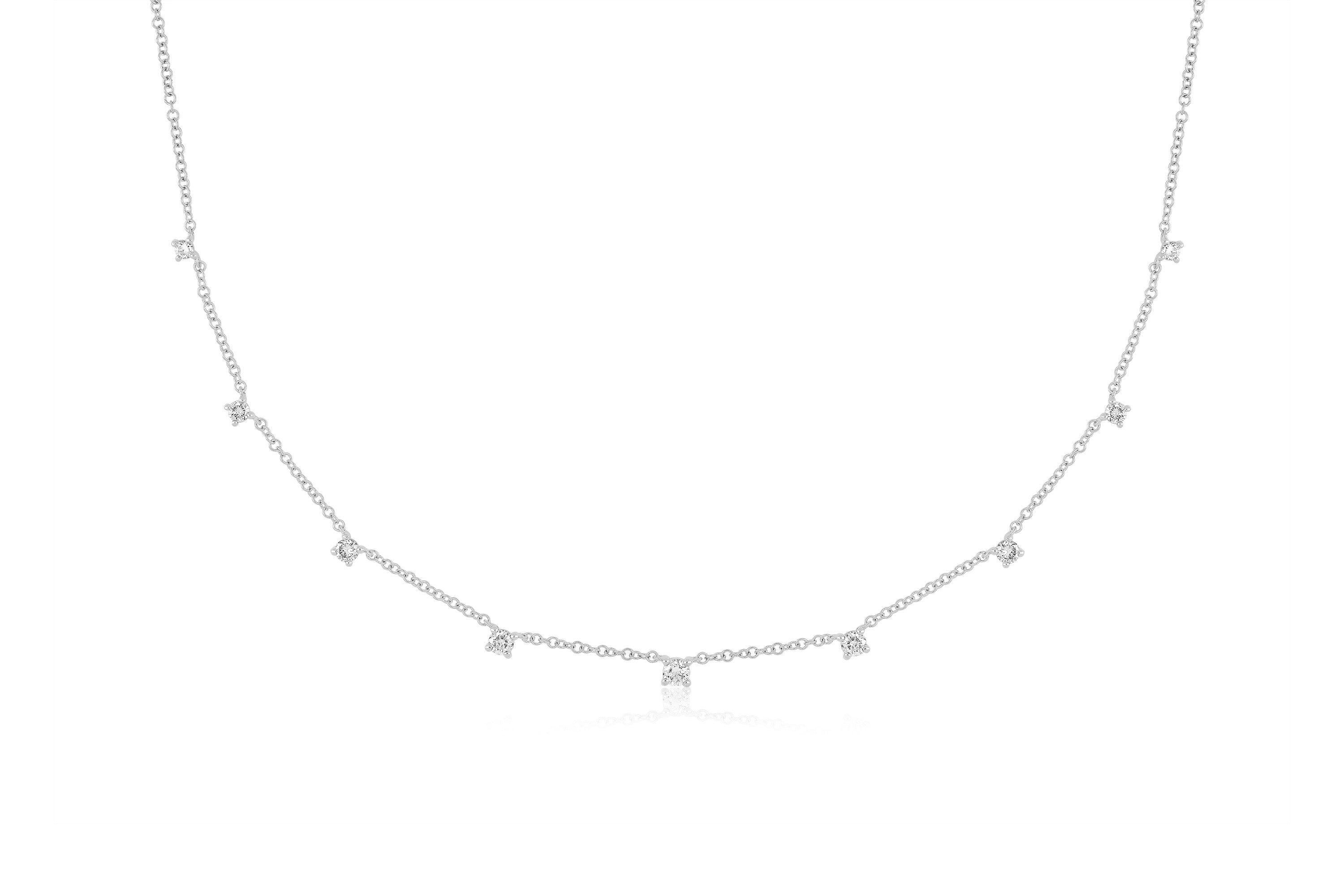 9 Prong Set Diamond Necklace in 14k white gold
