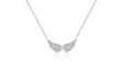 14k (karat) white gold necklaces with double angel wings encrusted with diamonds