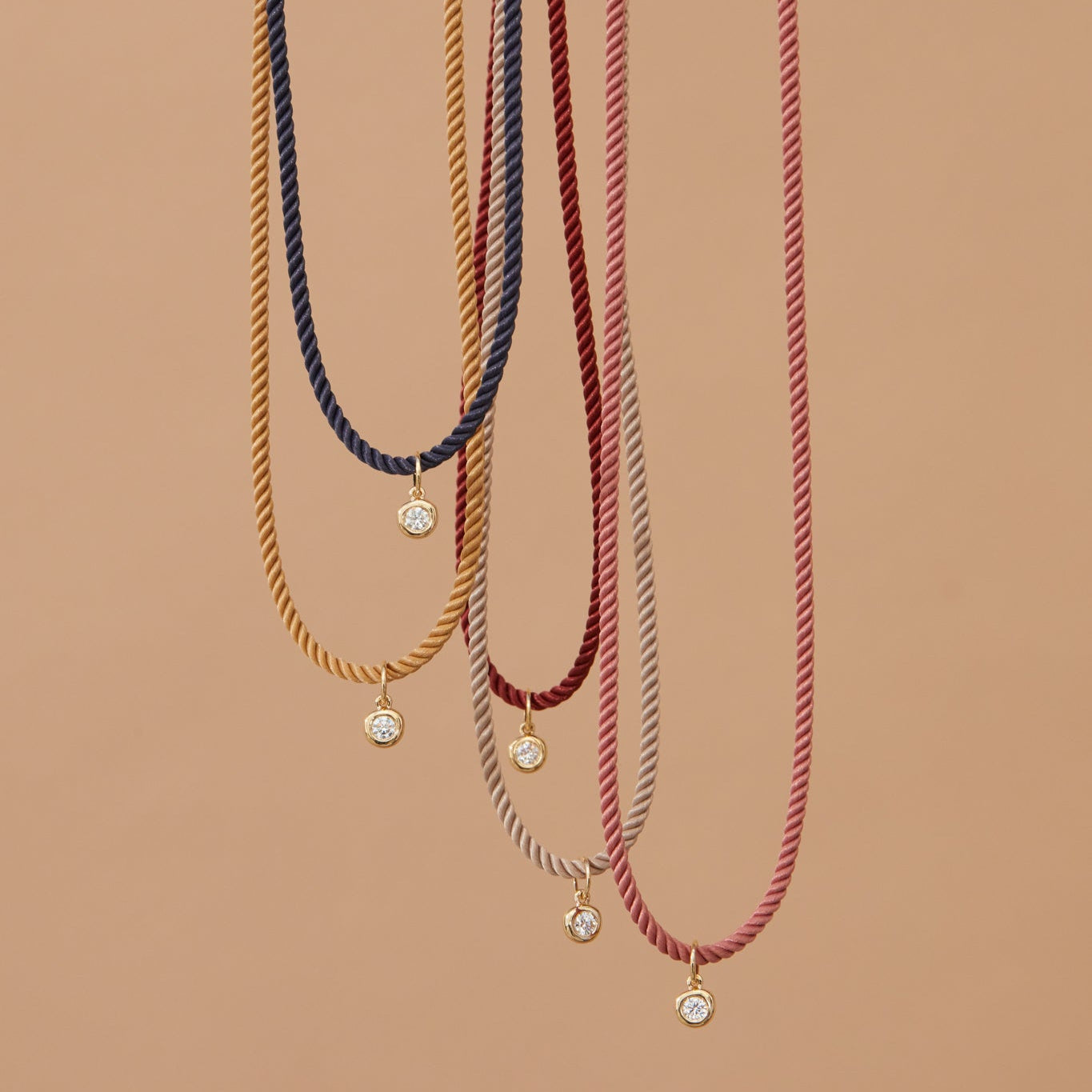 Diamond Pillow Cord Necklace In Sandstone