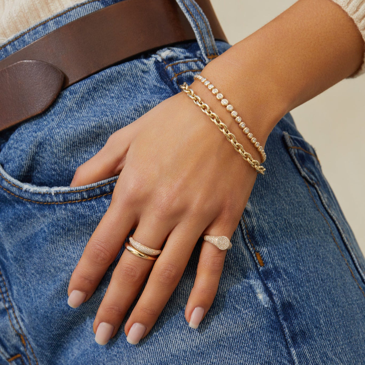 Graduated Diamond Pillow Eternity Bracelet