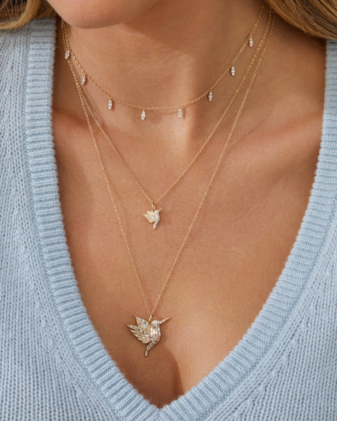 Pavé Diamond Mini Hummingbird Necklace