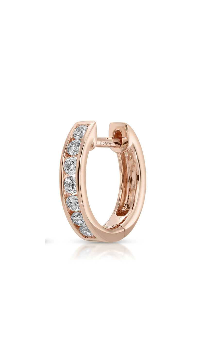 Channel Set Diamond Huggie Earrings