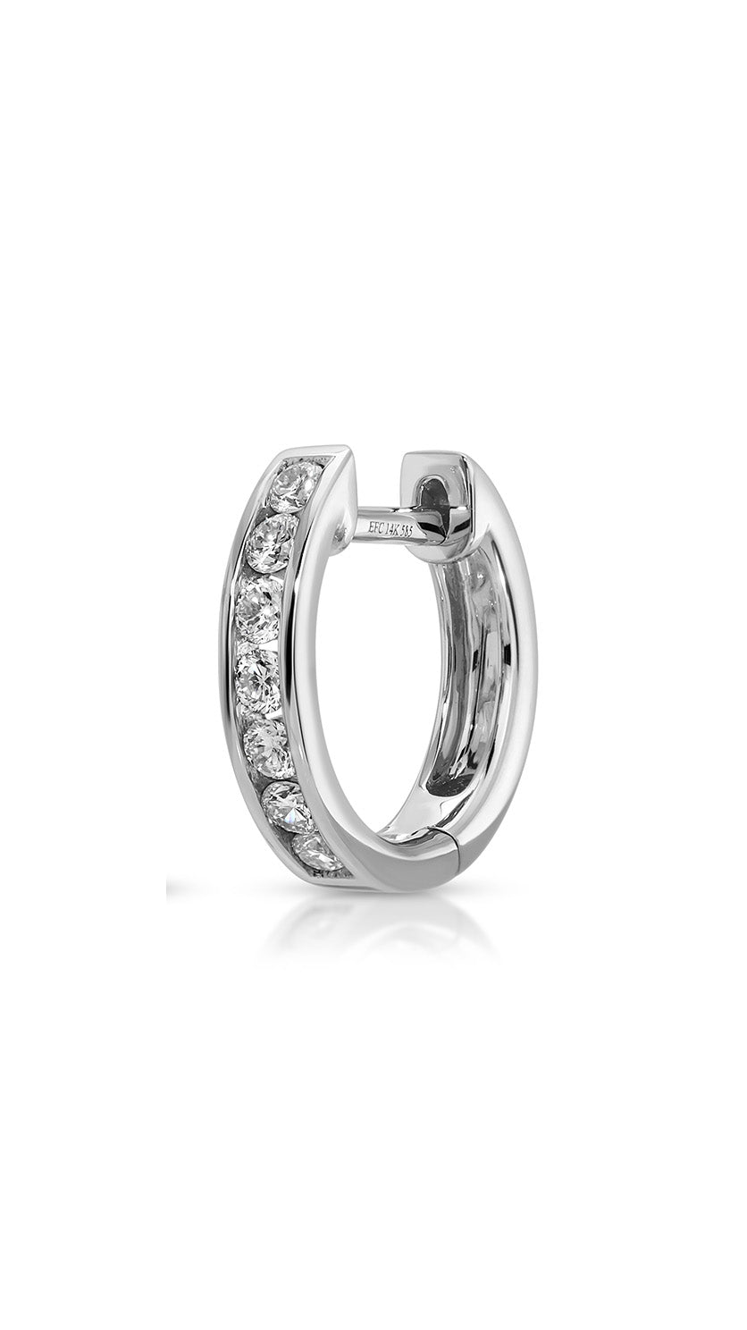 Channel Set Diamond Huggie Earrings