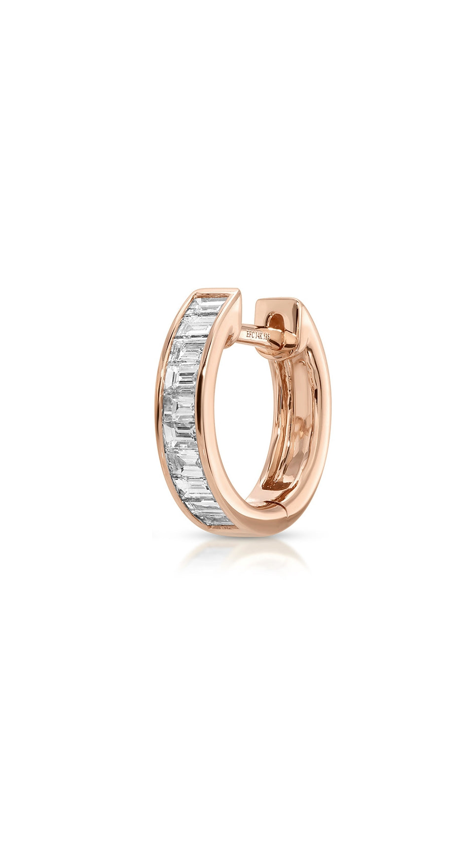 Channel Set Diamond Baguette  Huggie Earrings