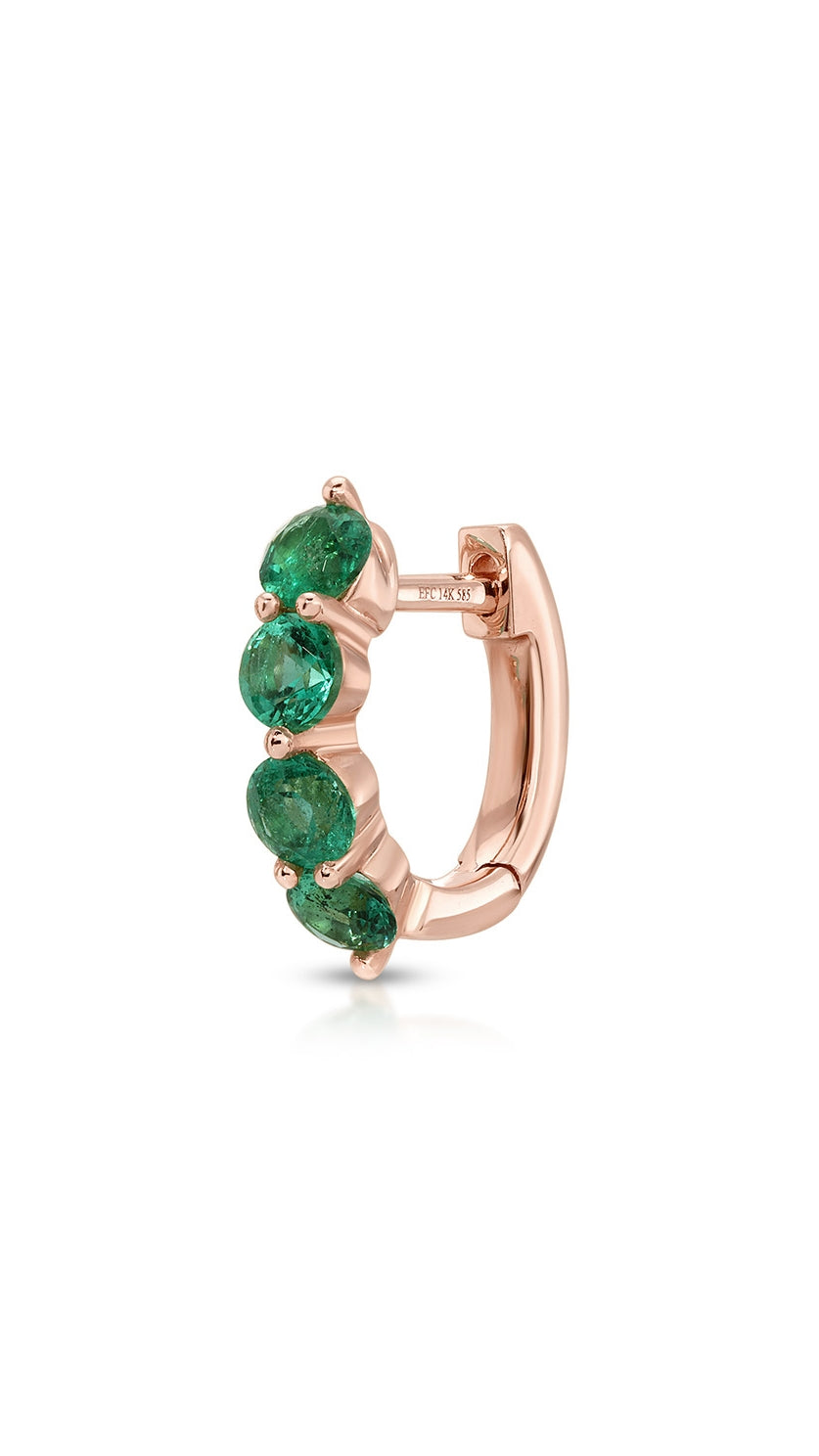 Jumbo Prong Set Emerald Mini Huggie Earrings