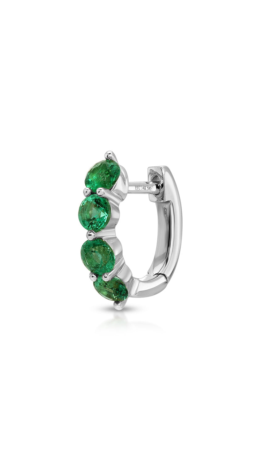 Jumbo Prong Set Emerald Mini Huggie Earrings