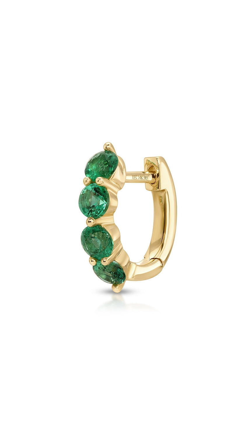 Jumbo Prong Set Emerald Mini Huggie Earrings