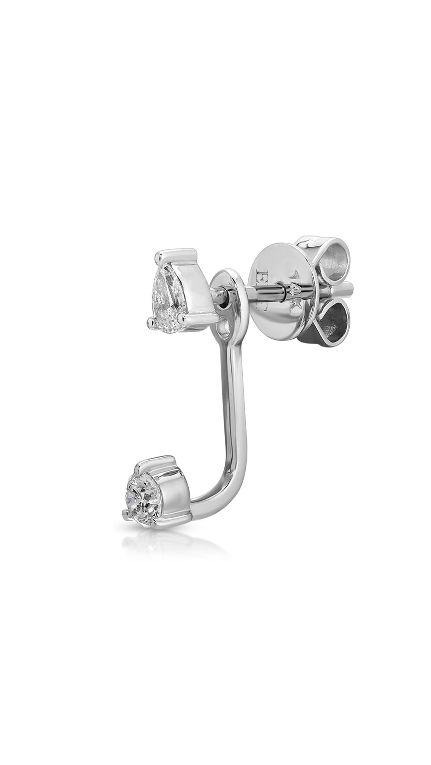Diamond Pear and Round Illusion Stud Earrings