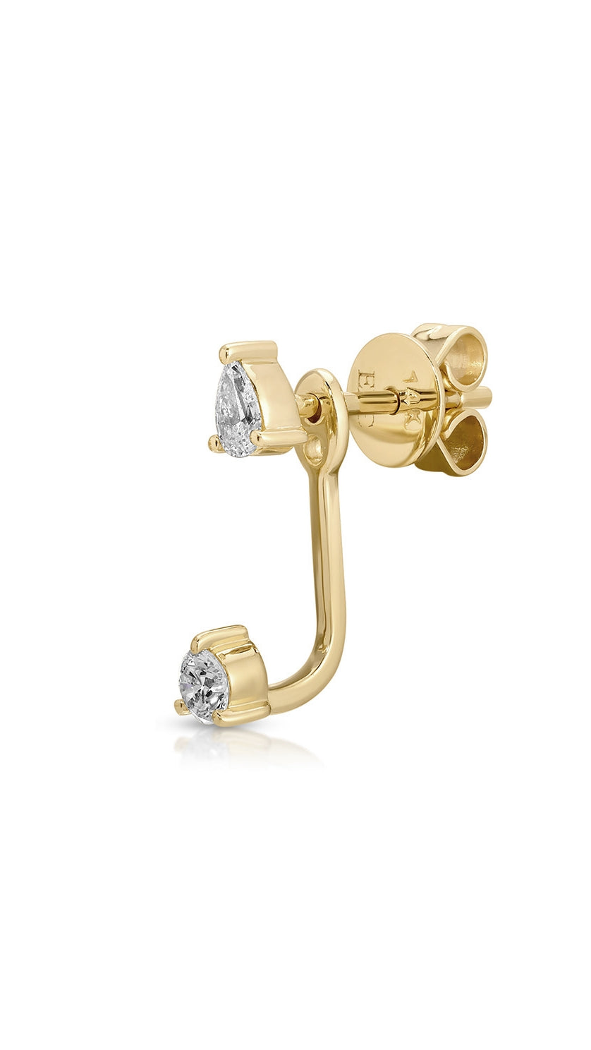 Diamond Pear and Round Illusion Stud Earrings