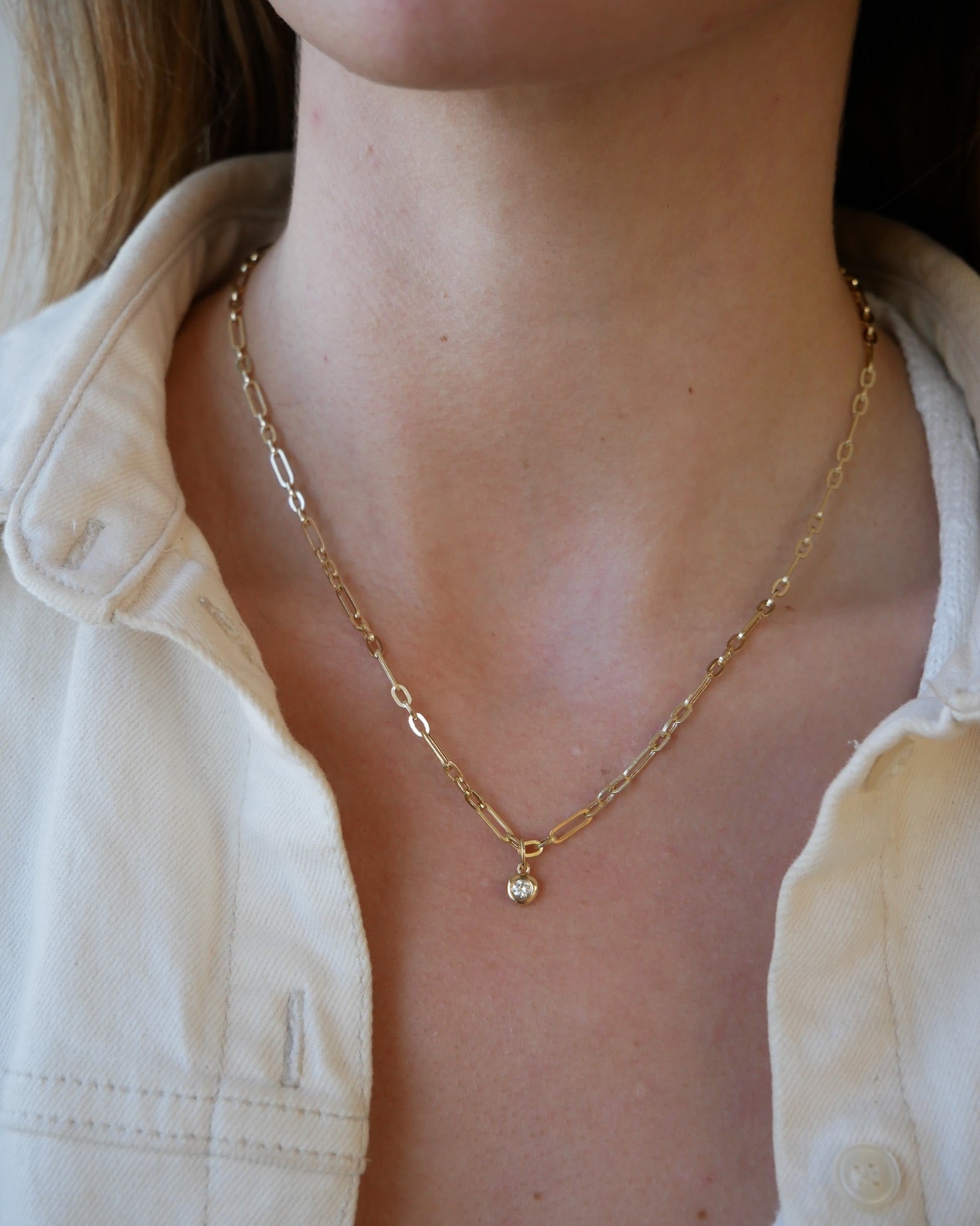 Diamond Pillow Mini Mixed Chain Necklace