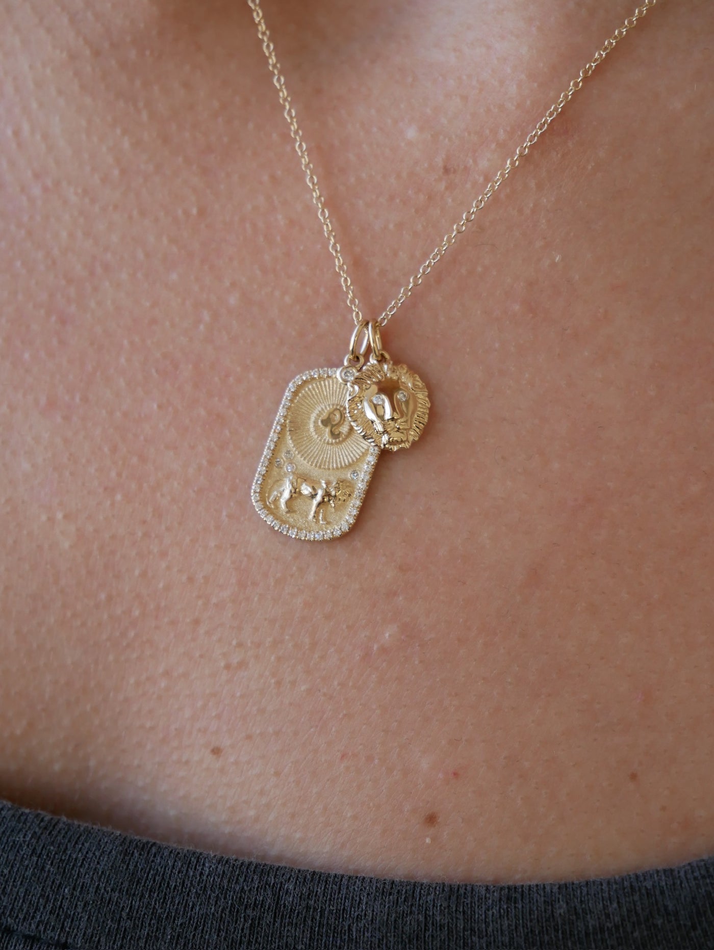 Gold and Diamond Lion Charm