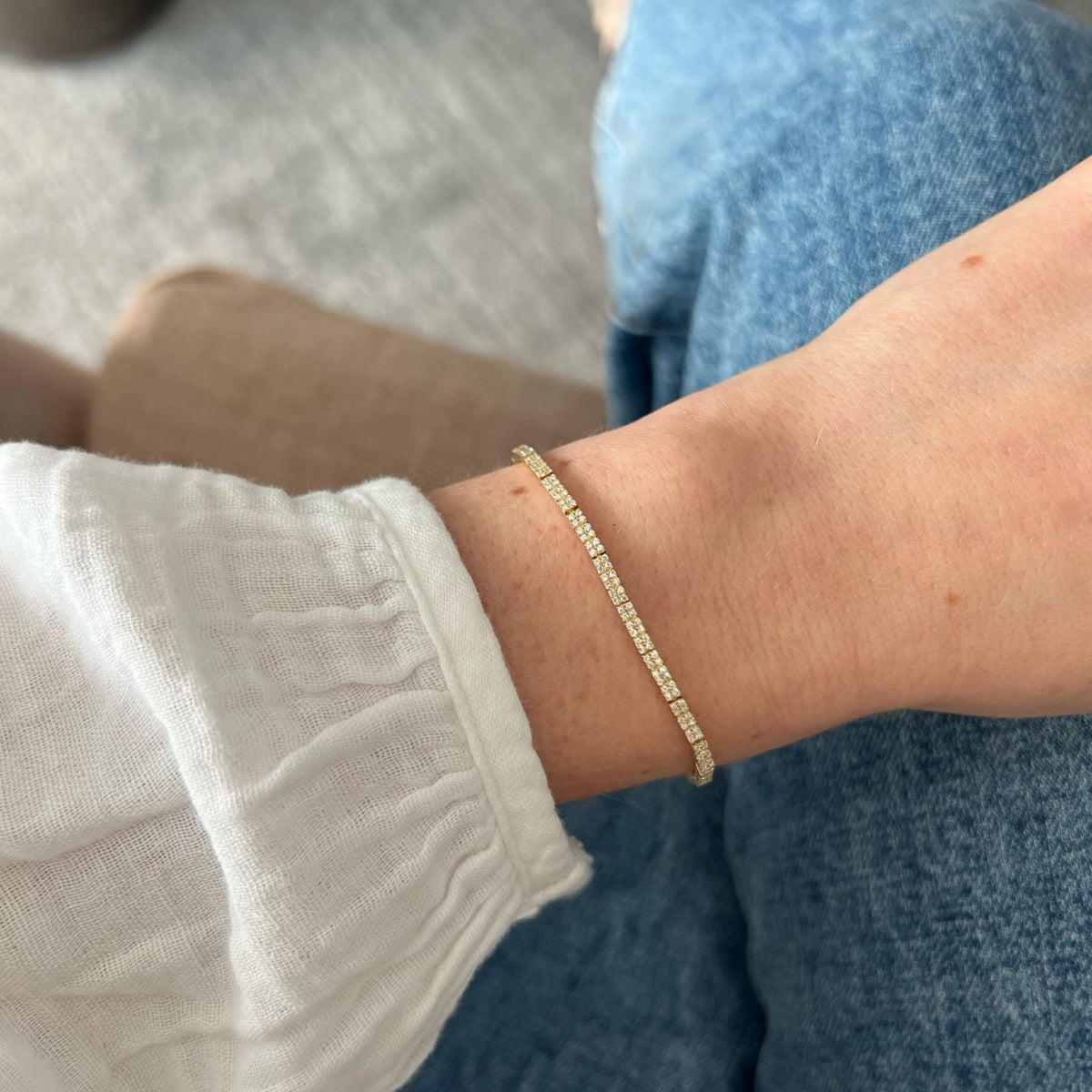 Double Row Diamond Eternity Bracelet