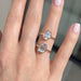 The Hilary Engagement Ring with bezel setting in emerald cut and oval cut