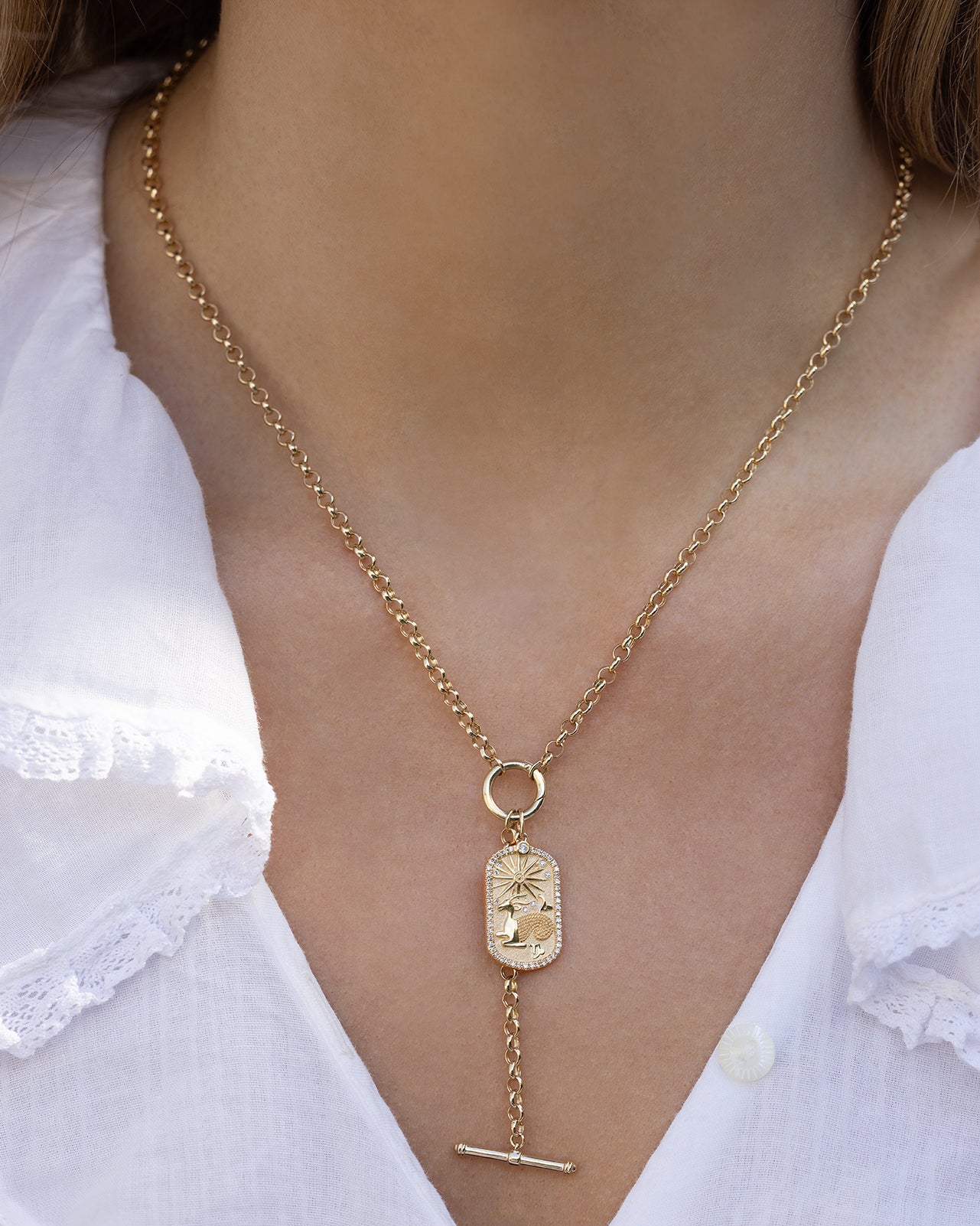 Rolo Enhanced Lariat Necklace with Zodiac