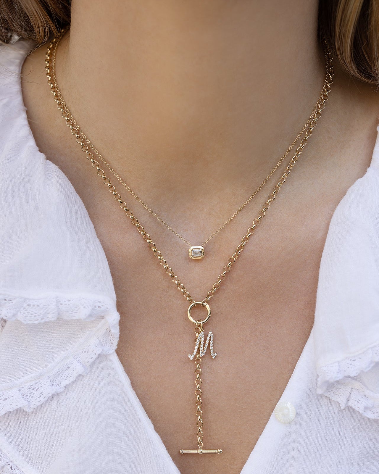 Rolo Chain Enhanced Lariat Necklace