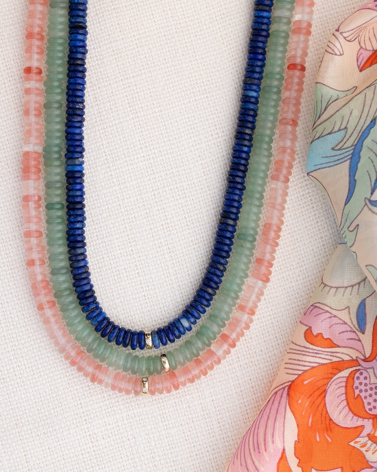 Pink Quartz Rondelle Bead Necklace