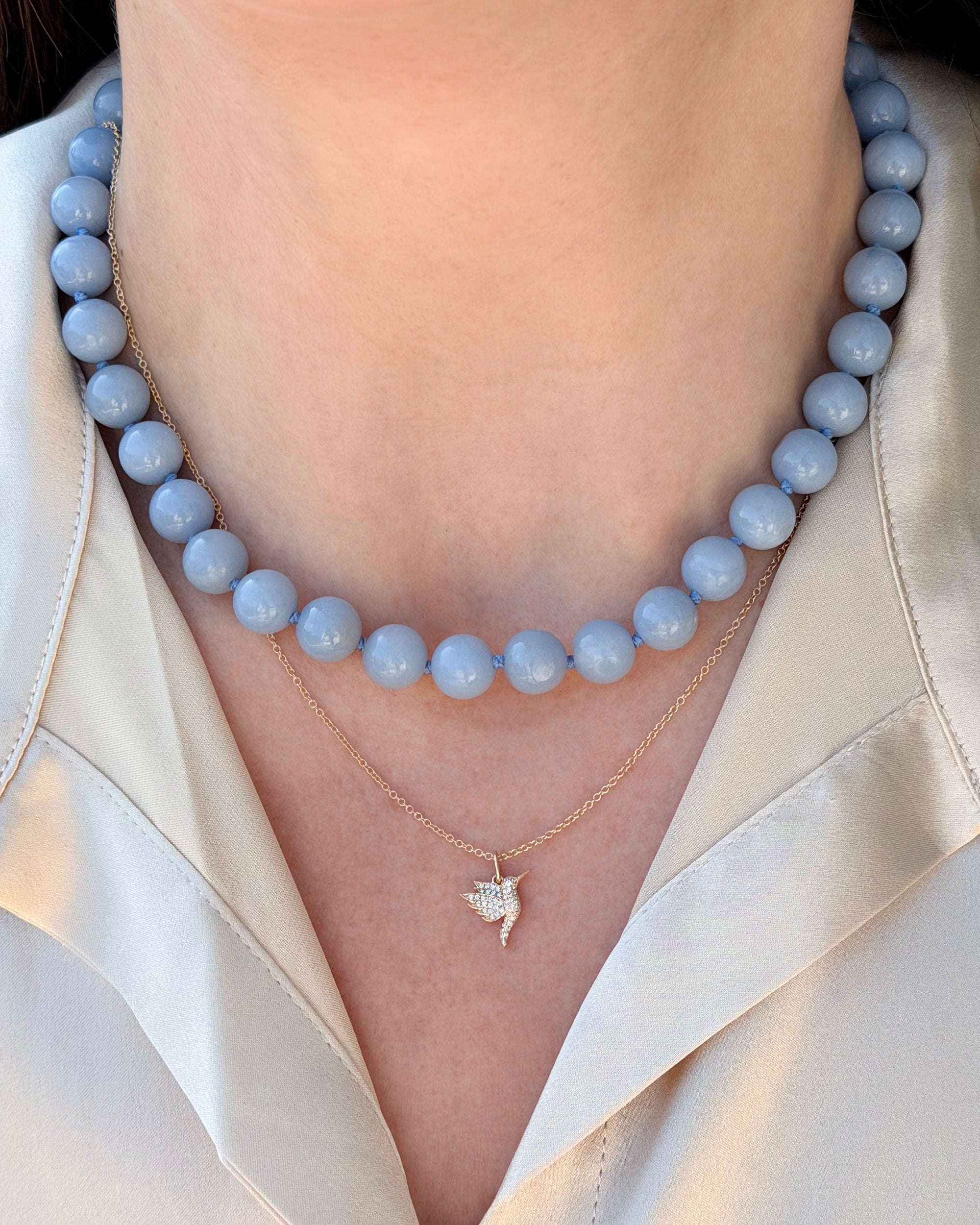 Luna Bead Necklace In Angelite