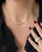 5 Diamond Fleur Necklace and Personalized Diamond Script Name Necklace in yellow gold