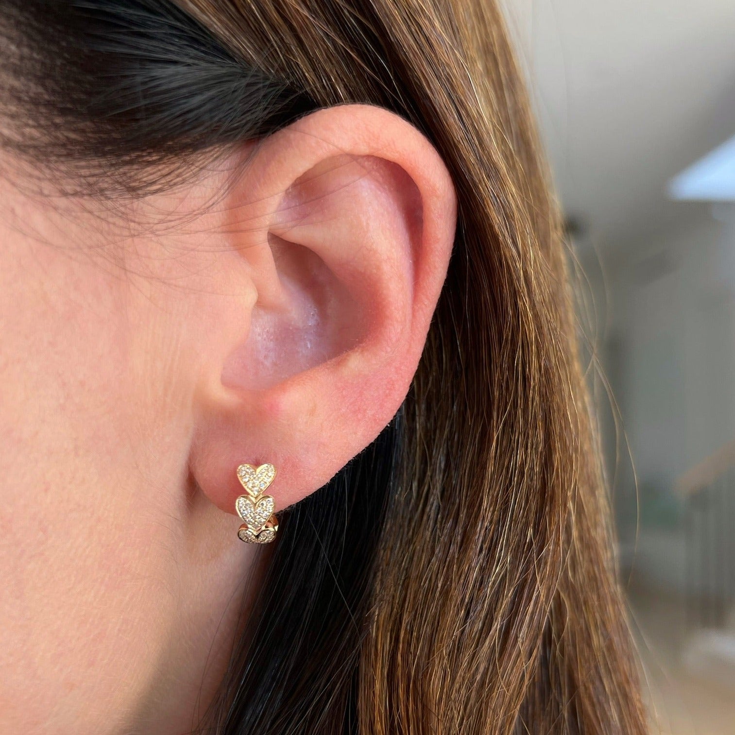 Diamond Heart Huggie Earring