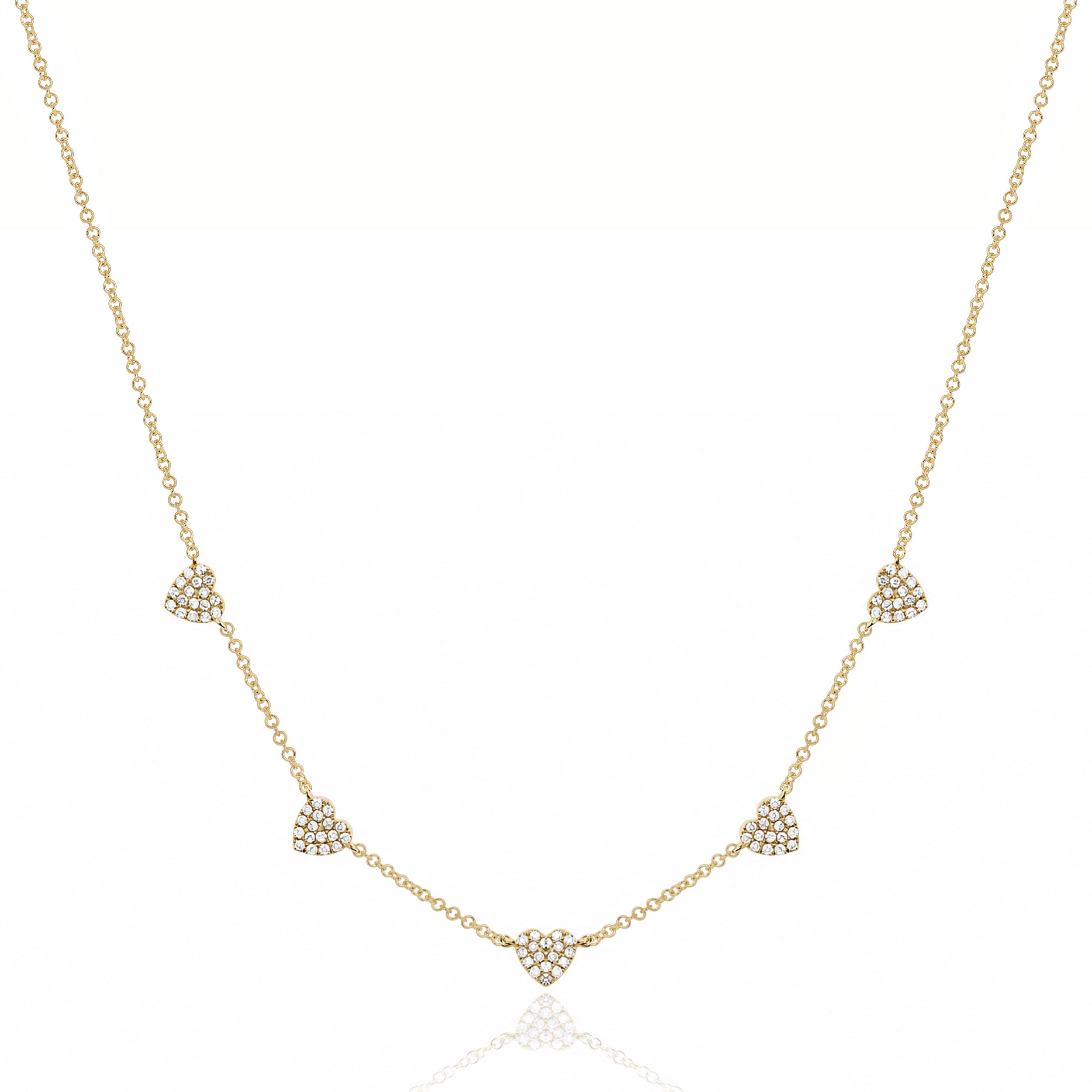 5 Diamond Mini Heart Necklace