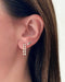 Double Multi Diamond Chain Stud Earring in 14k yellow gold styled on first earring hole of model