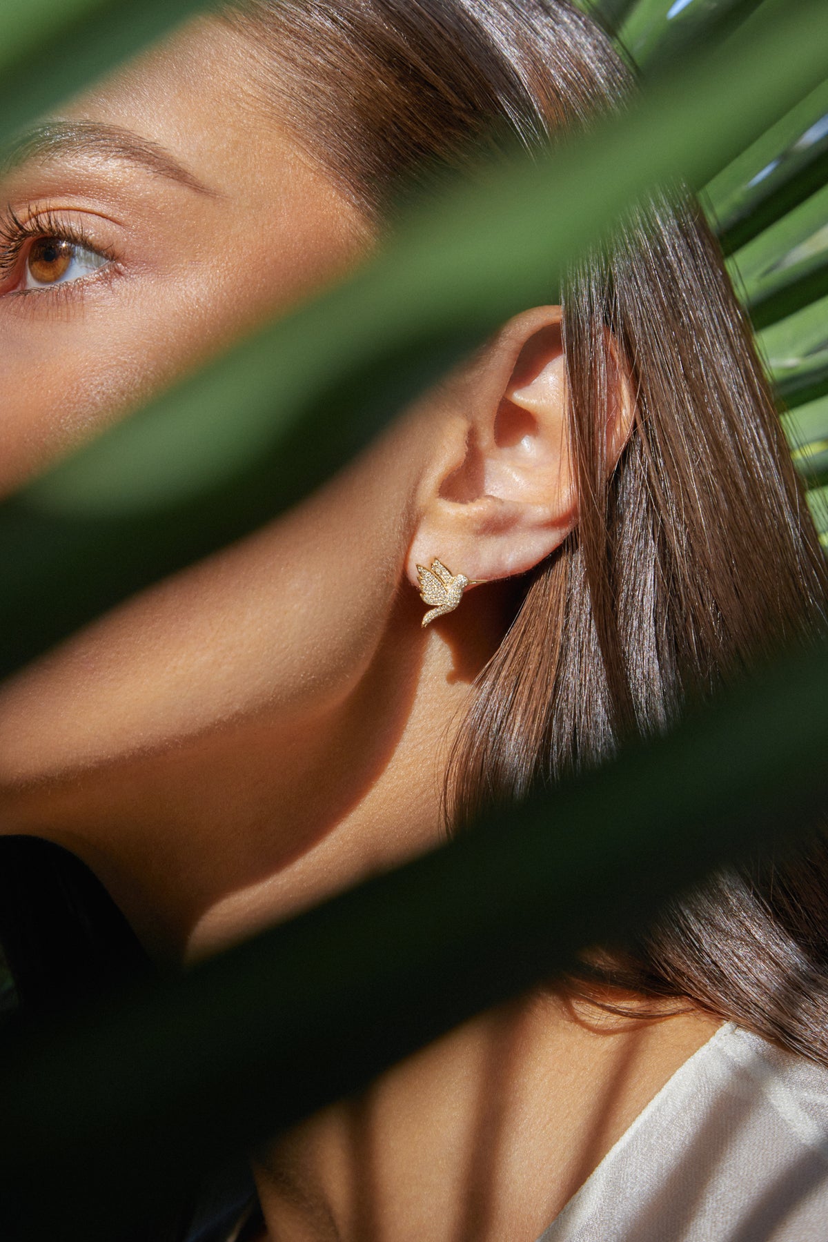 Pave Diamond Hummingbird Stud Earrings