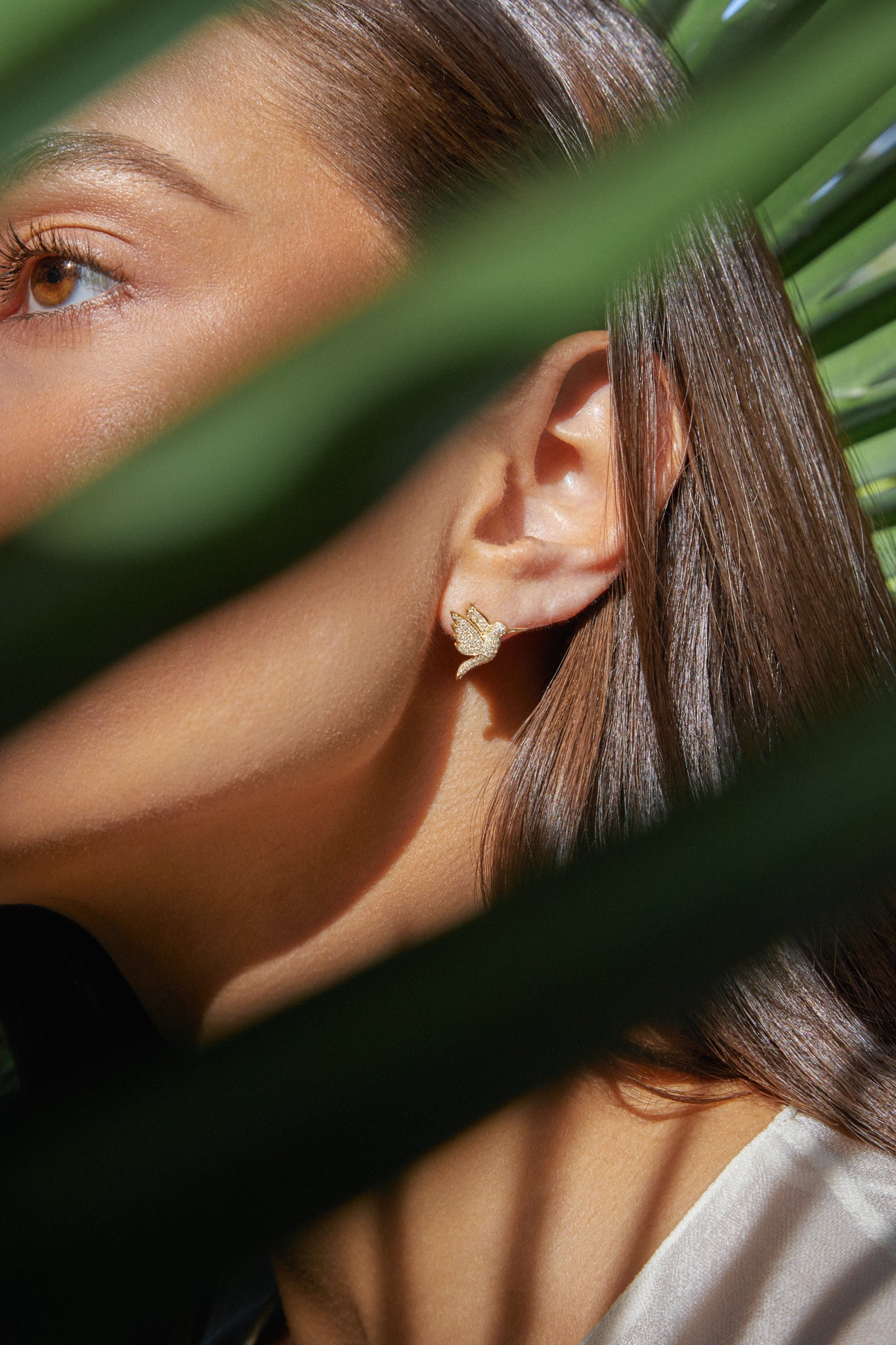 Pave Diamond Hummingbird Stud Earrings