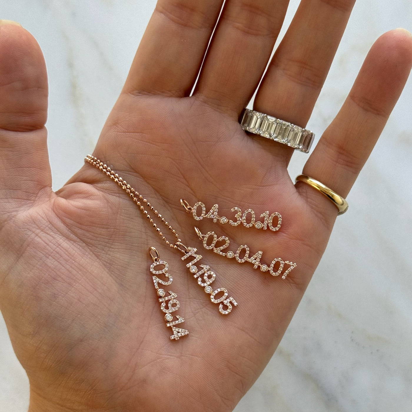 Diamond Date Charm Necklace