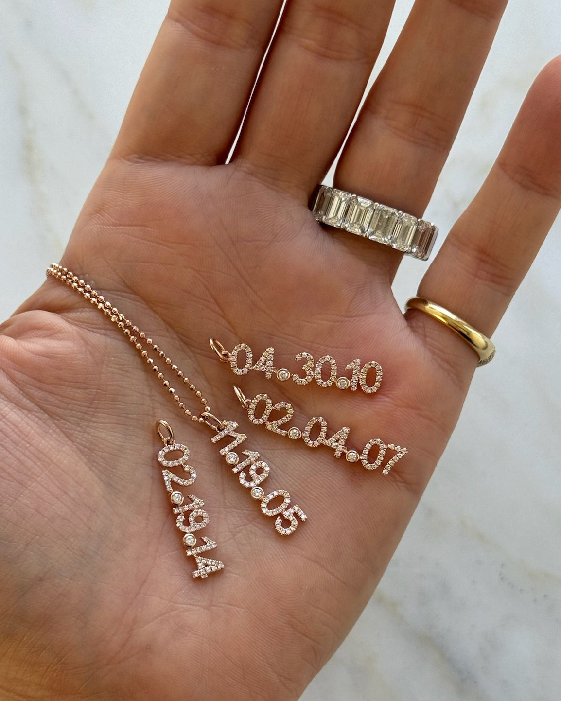 Diamond Date Charm Necklace