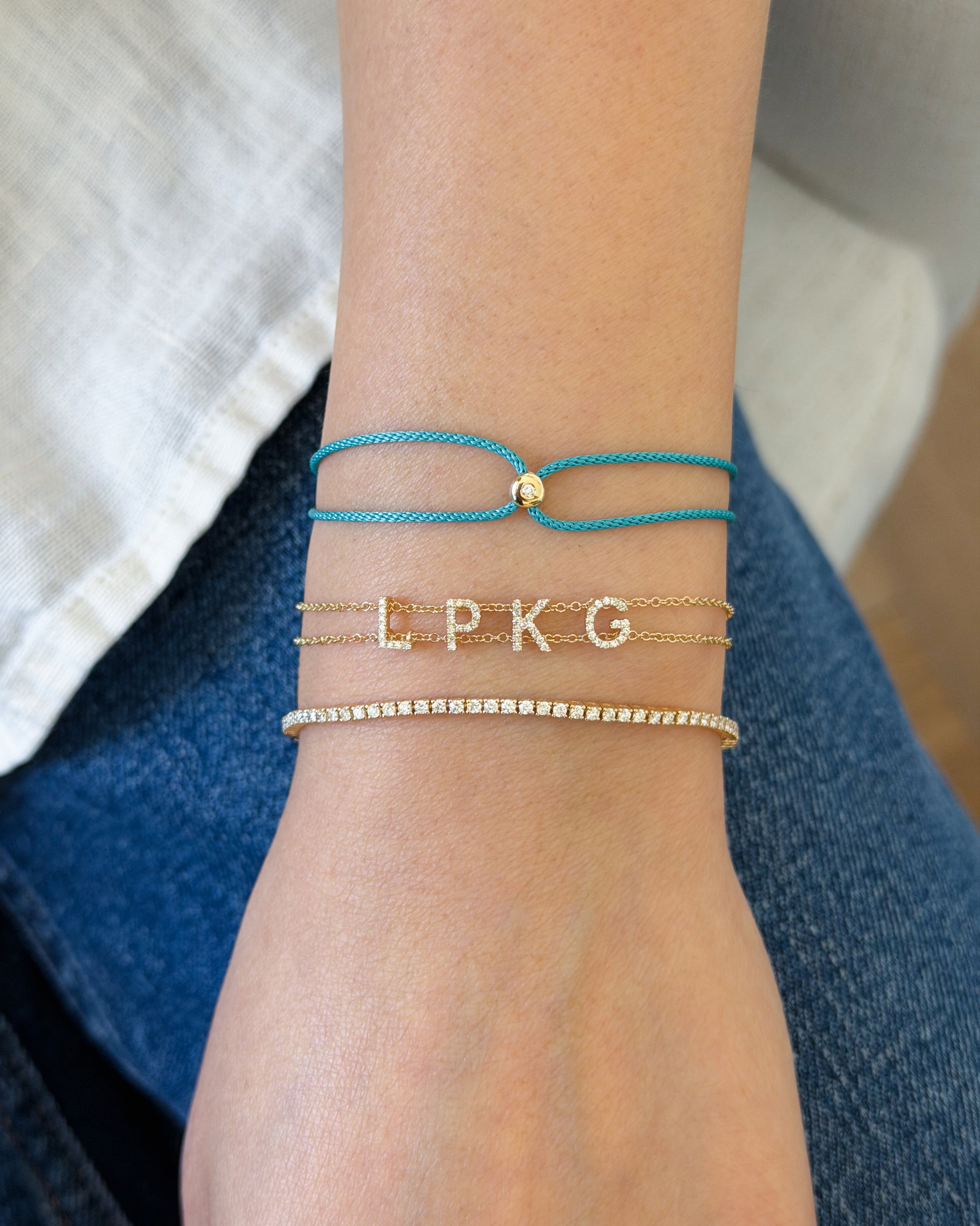 Diamond Double Chain Name Bracelet