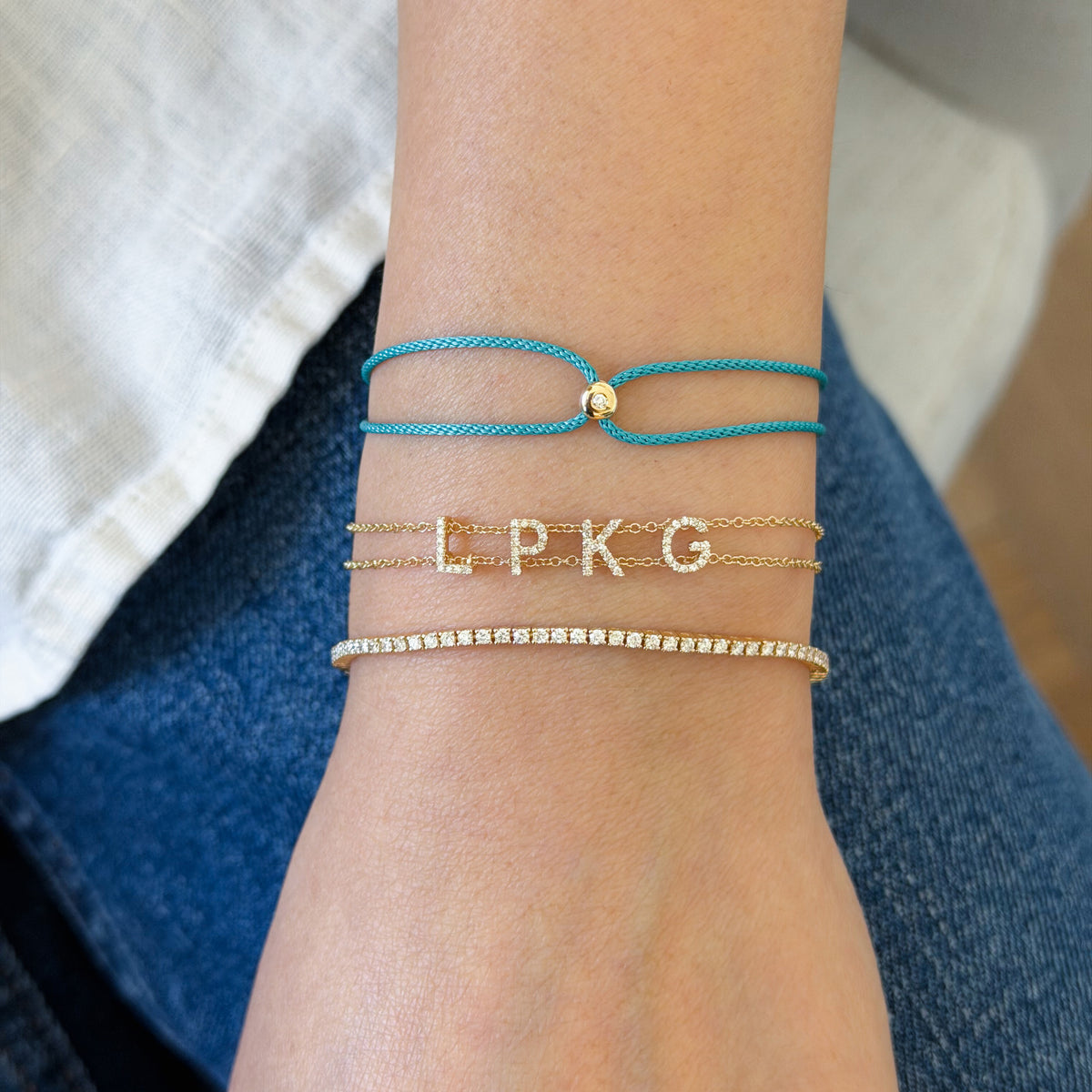 Diamond Double Chain Name Bracelet