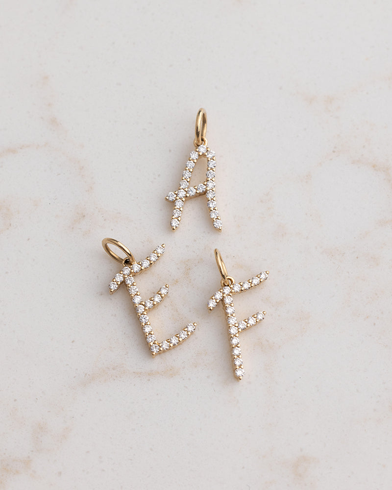 Diamond Script Initial Charm