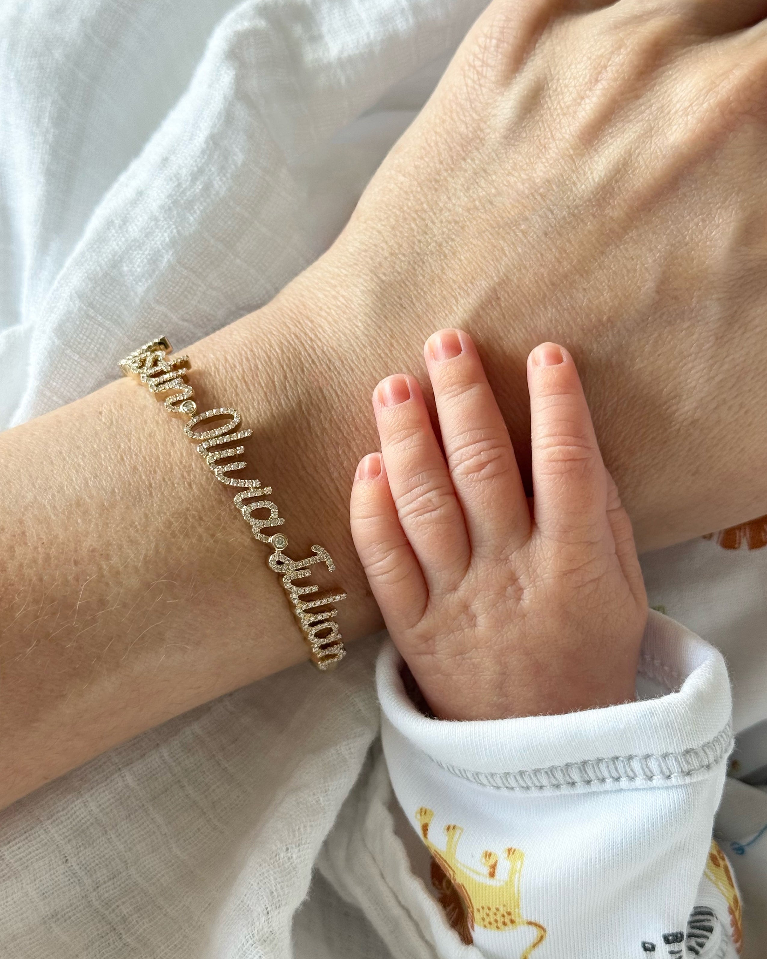 Diamond Script Name Bangle