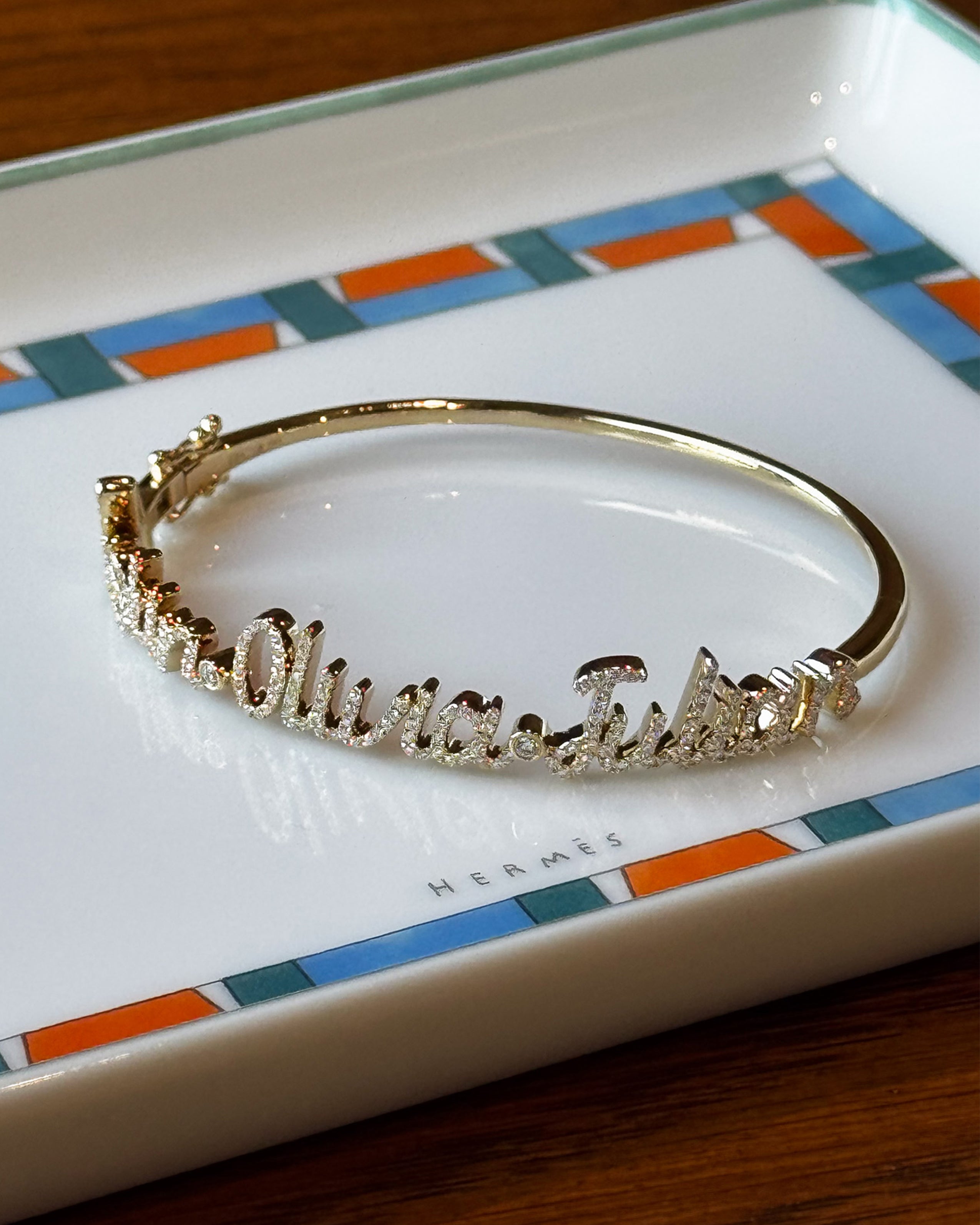 Diamond Script Name Bangle