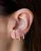 Diamond Cuffed Stud Earrings and Diamond Mini Maeve Huggie Earrings