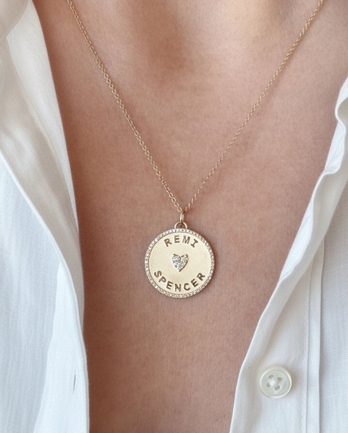 Diamond Love Letter Disc Necklace