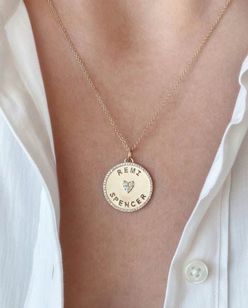 Diamond Love Letter Disc Necklace