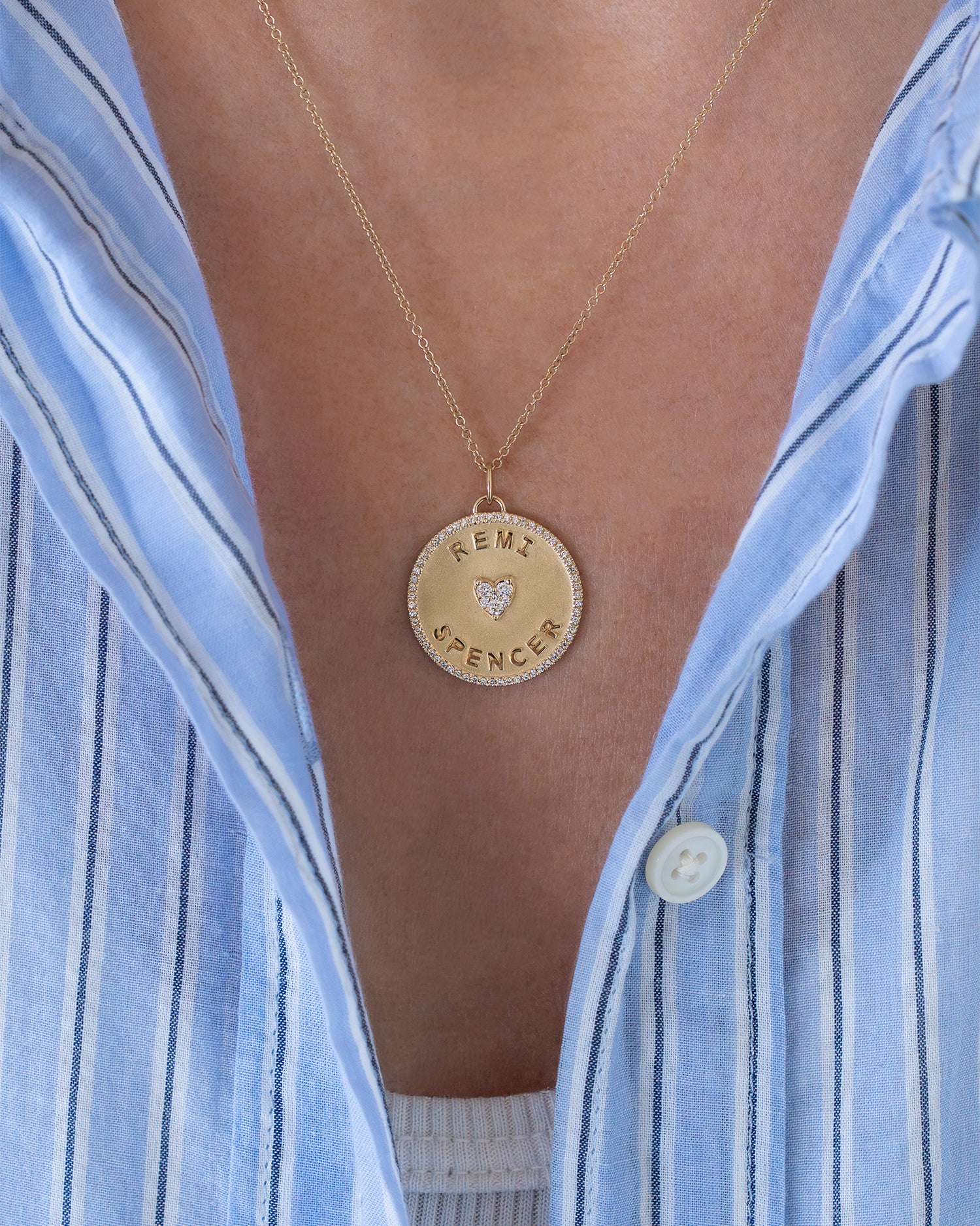 Diamond Love Letter Disc Necklace