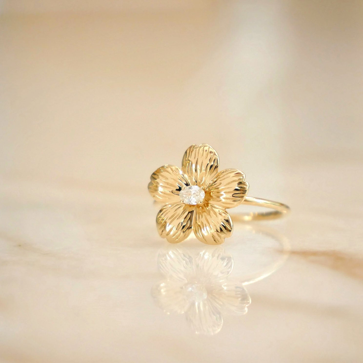 Cherry Blossom Ring in 14k yellow gold