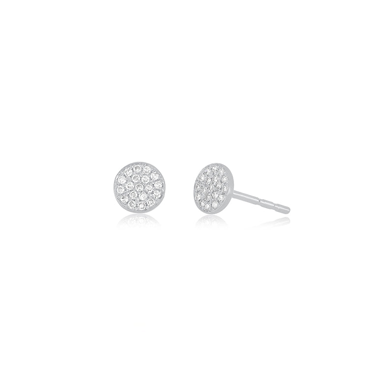 Diamond Mini Disc Stud Earrings