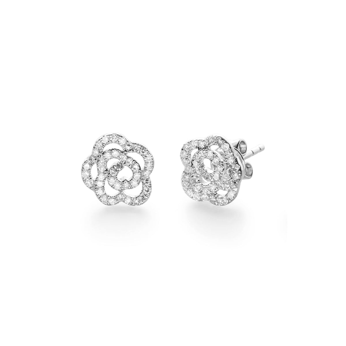 Diamond Rose Stud Earring 14k Gold EF Collection EF Collection