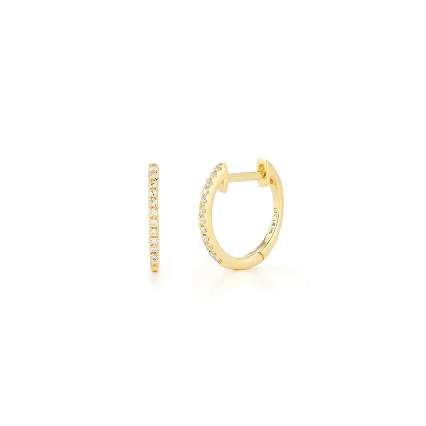 Diamond Huggie Earrings in 14k yellow gold