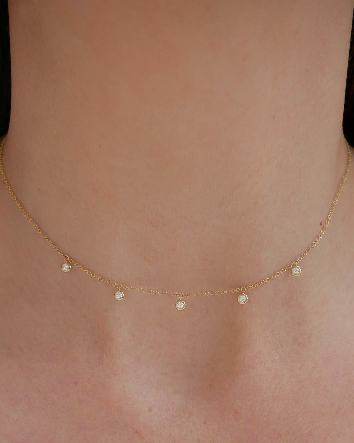 5 Diamond Bezel Choker Necklace