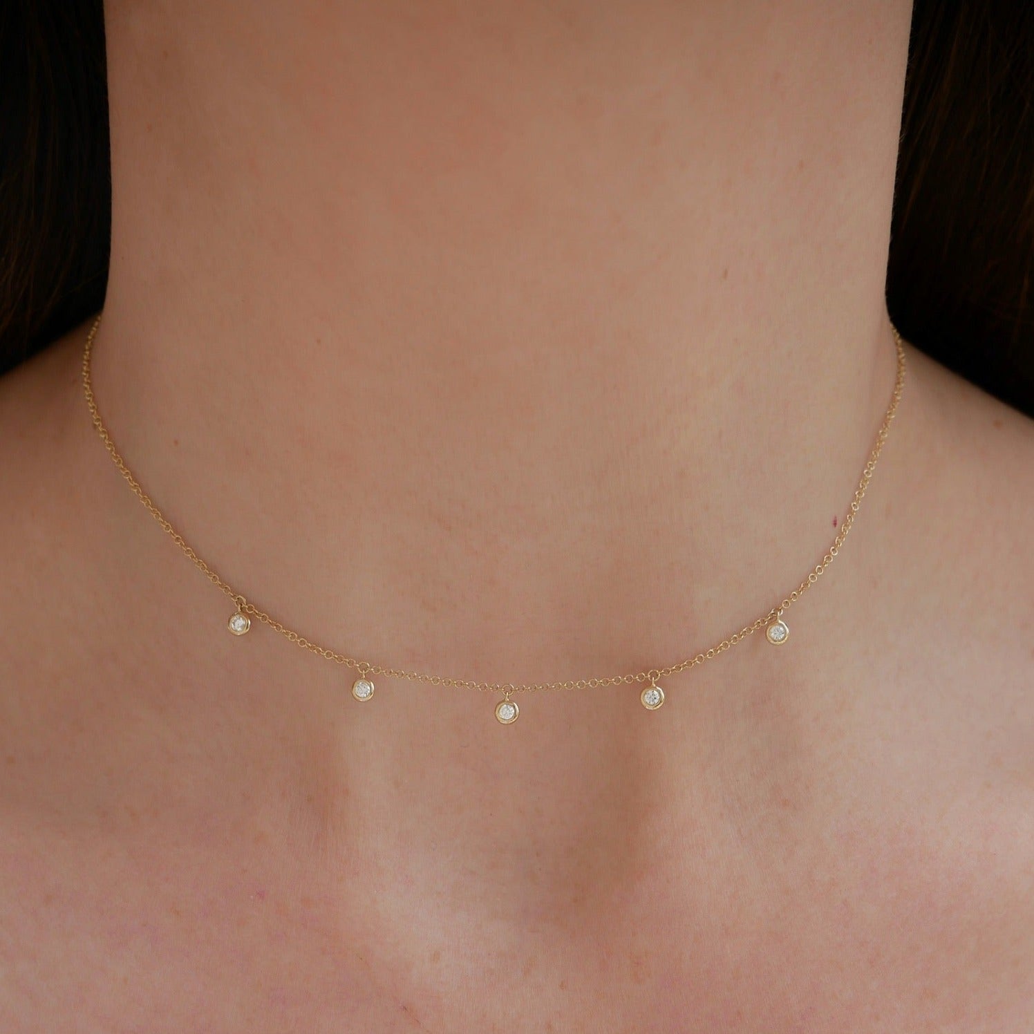5 Diamond Bezel Choker Necklace