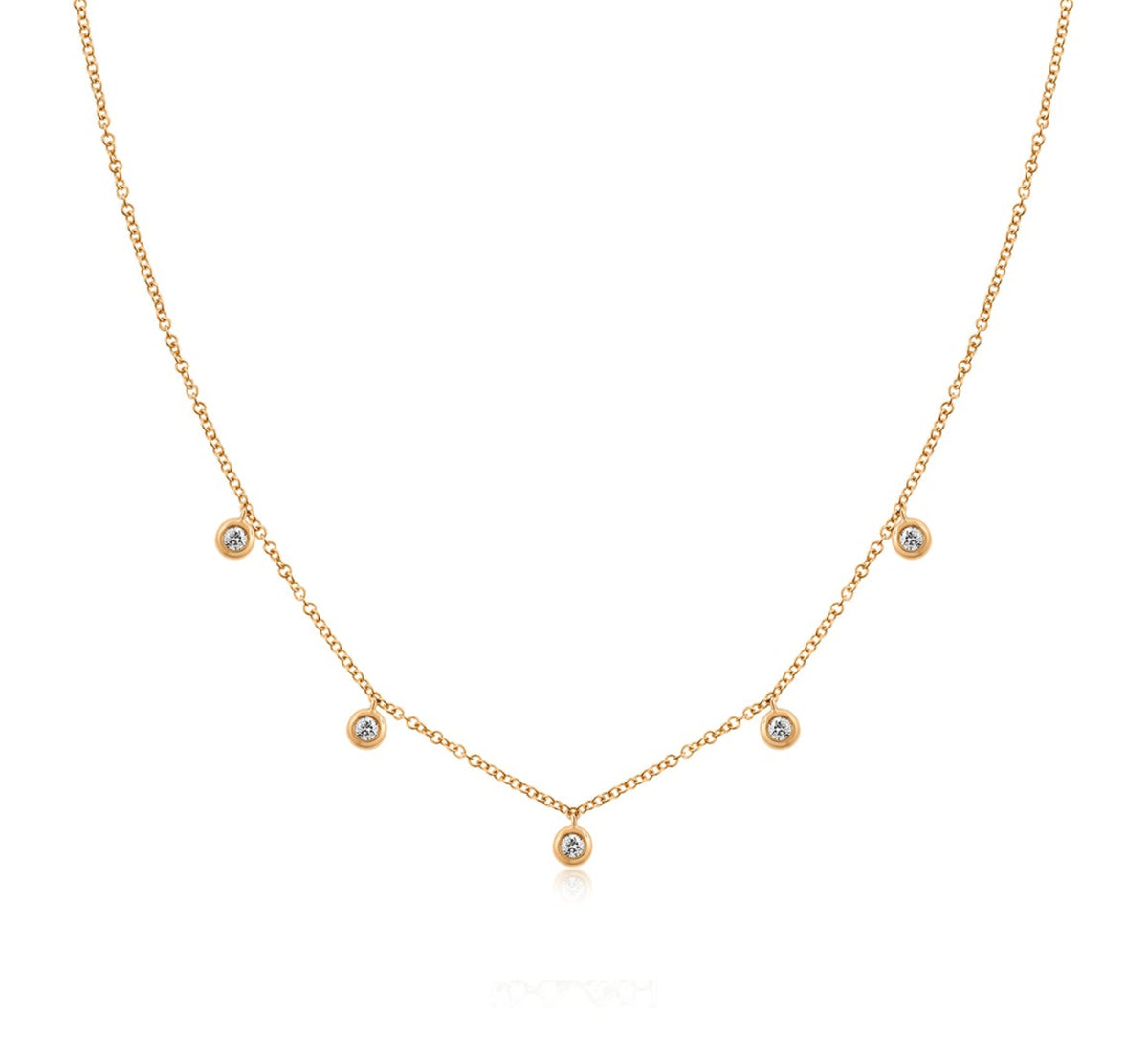 5 Diamond Bezel Choker Necklace